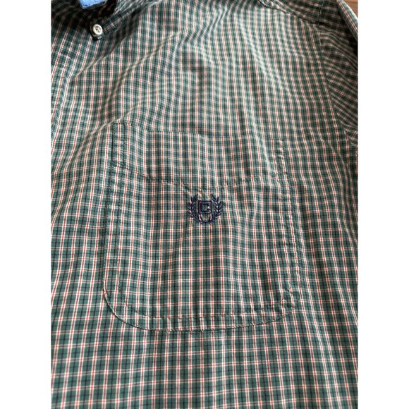 Chaps green white red plaid long sleeved button front collard shirt size 2XB - Picture 3 of 8